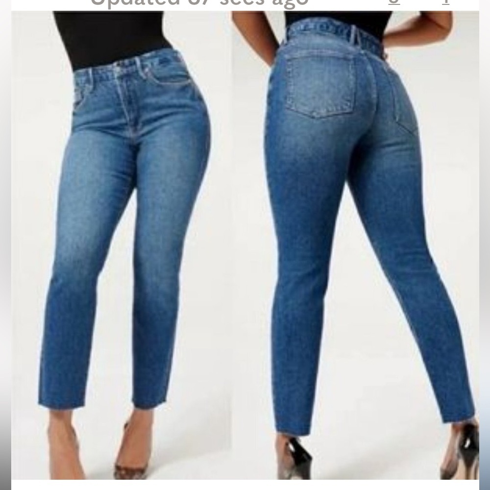 50%offw❤️Good American Good Classic Raw Hem Jeans Blue940 size 22